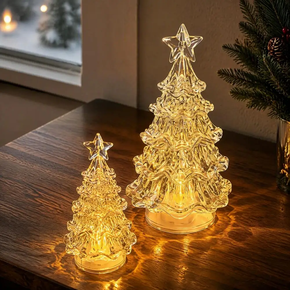 LED Christmas Tree Night Light with Star, Glowing Romantic Atmosphere Light, Battery Operated LED Xmas Tree Home Decor