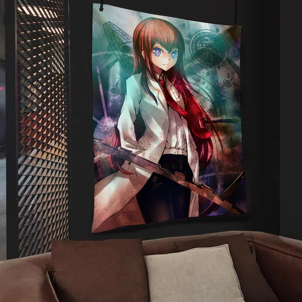 Steins Gate Cartoon Tapestry Art Science Fiction Room Home Decor Wall Hanging Sheets