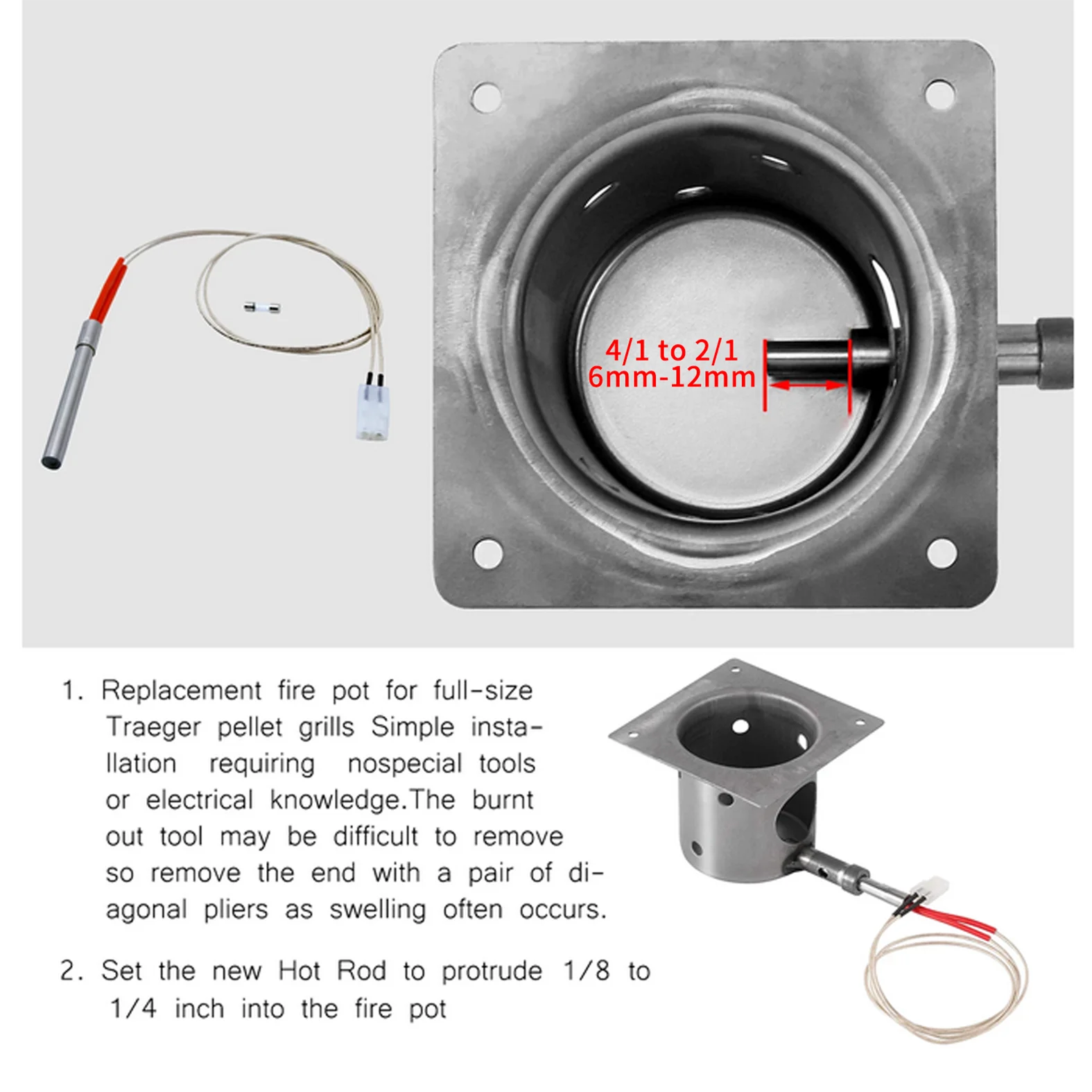 2Pcs Grill Ignitor Kit With 2 Pieces Fuses Replacement Parts For Traeger Wood Pellet Grills