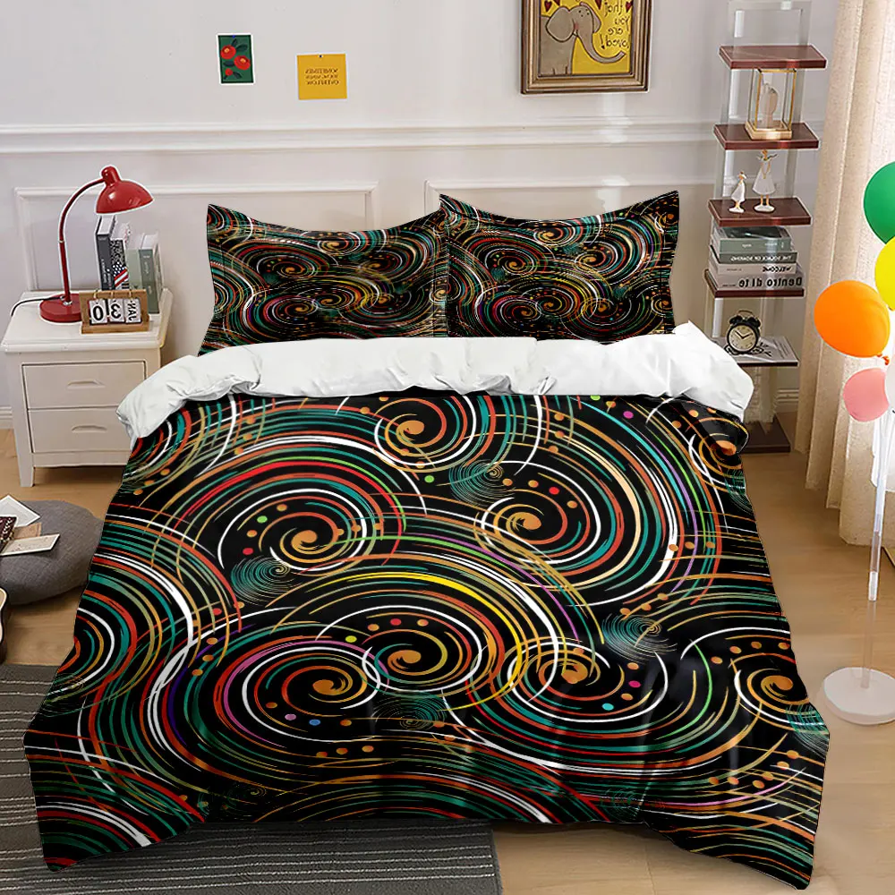 Colorful Swirl Pattern Background Printed Duvet Cover Set1 Duvet Cover+2 PillowcaseMulti Size Bedroom Bedding Decoration