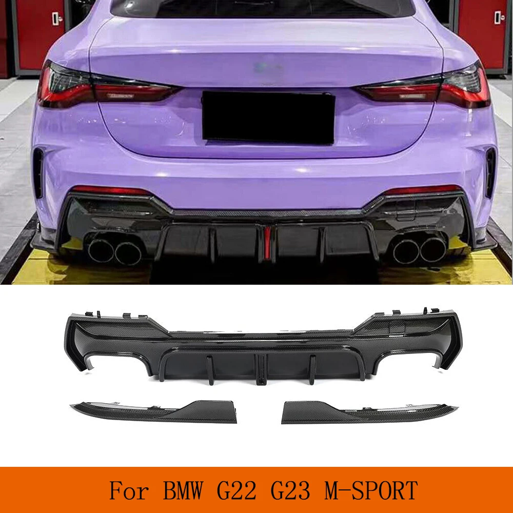 

Car Rear Bumper Lip Diffuser Spoiler for BMW 4 Seires G22 G23 M-TECH M Sport 2021 2022 With LED Light Carbon Fiber Car Parts