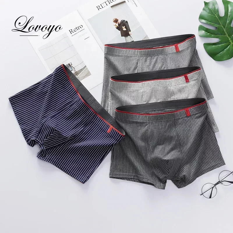 Men Panties Cotton Underwear Breathable Underwear Male Comfort Panties L-4XL Underpants Striped Boys Underwear