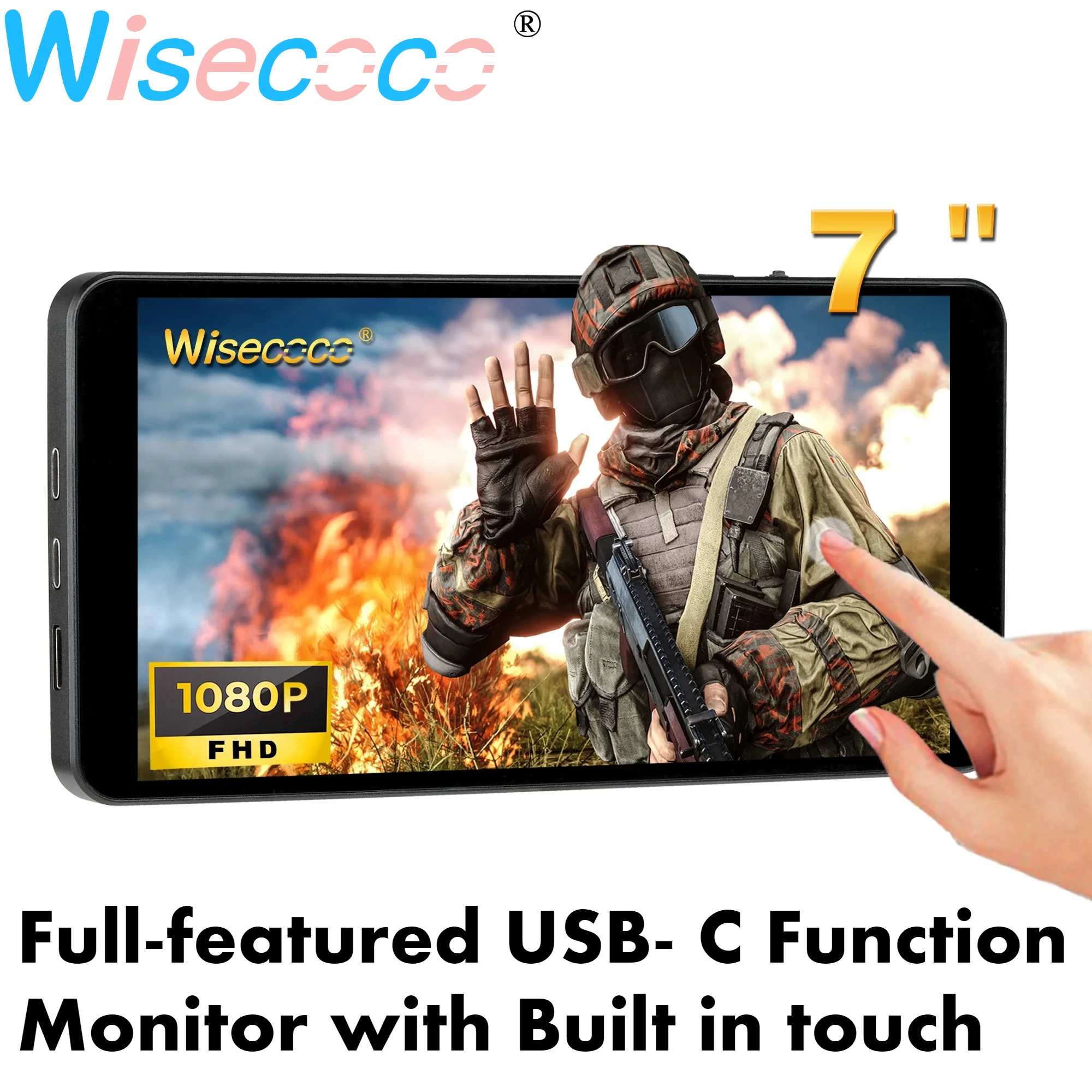 

Монитор Wisecoco 7 "FHD 1920x1080 Портативный монитор для Android Box Raspberry Pi Xbox PS4 PS5 Игровая консоль Игровой монитор