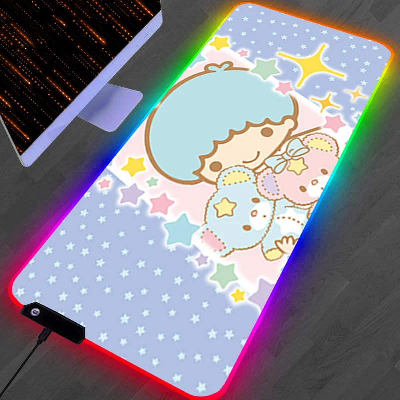 

RGB LED Mouse Pad Gaming Mat PC Accessories HD Mousepad Desk Mat Non Slip Extended Pad Rubber L-little T-twin Star Keyboard Pad