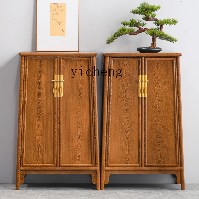 Tqh storage cabinet chicken wing wood rounded corner cabinet entrance all solid wood small storage household