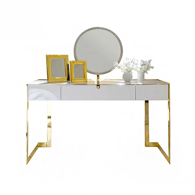 

Light luxury, household solid wood dresser, high-end creative metal makeup table