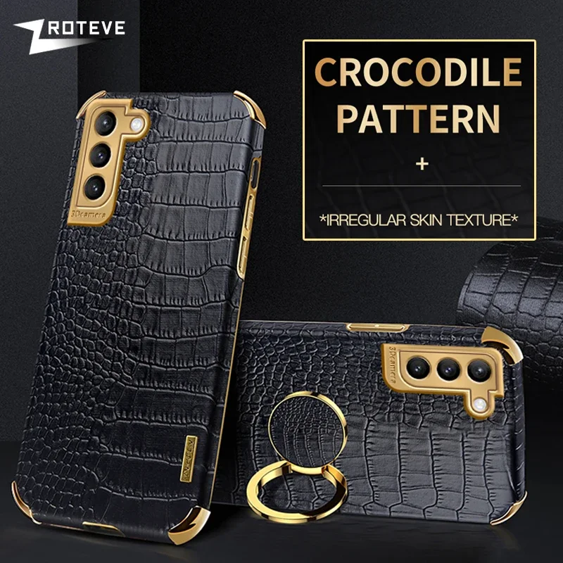 S22 Fall ZROTEVE Krokodil Muster Leder Abdeckung Für Samsung Galaxy S24 Ultra S25 Rand S20 S21 FE S23 Plus S22 + S21 + Telefon Fällen