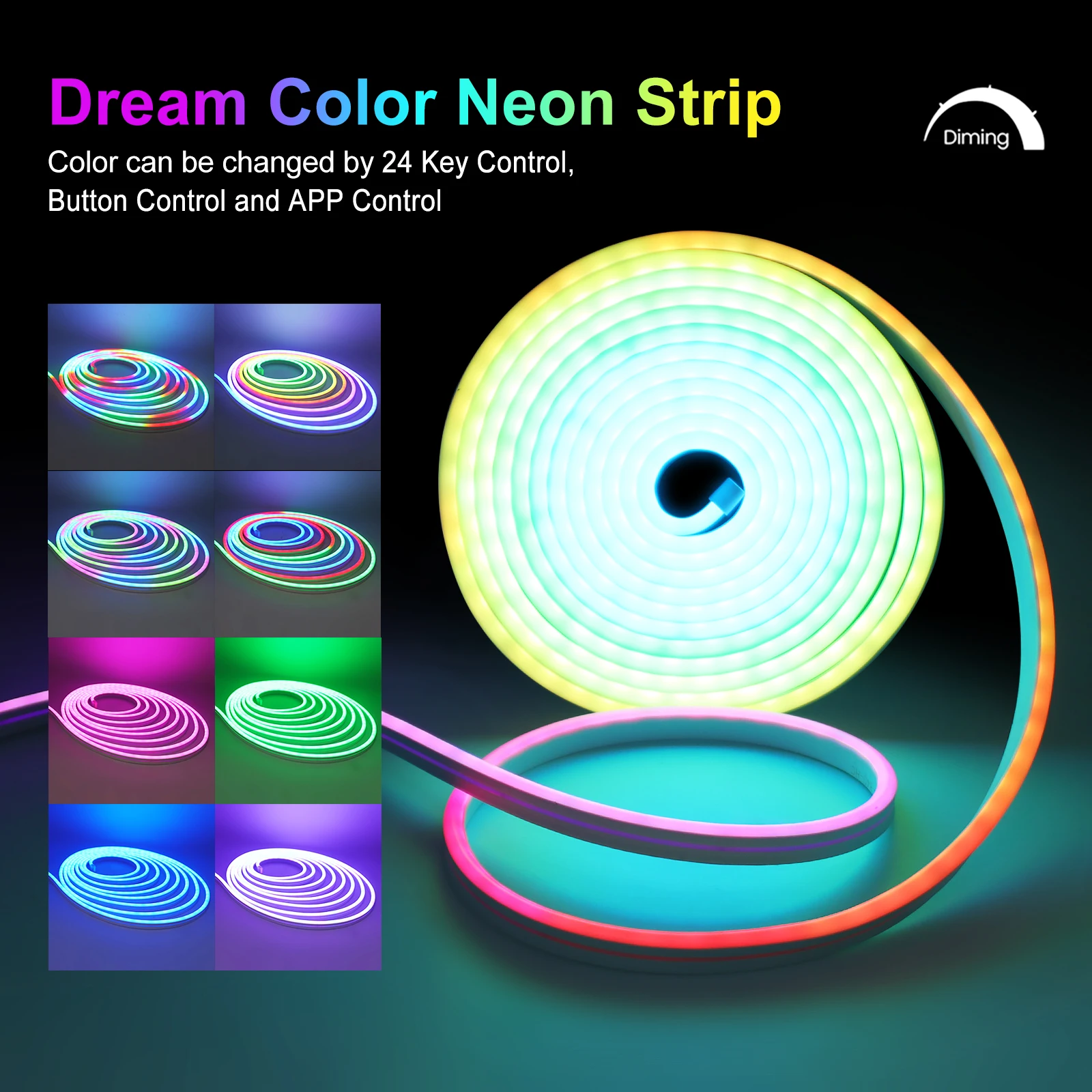 12V 24V RGB Neon LED Strip Light Smart WiFi Bluetooth APP Control WS2811 Color Changing Tape 6X12MM Waterproof Neon Rope Lights