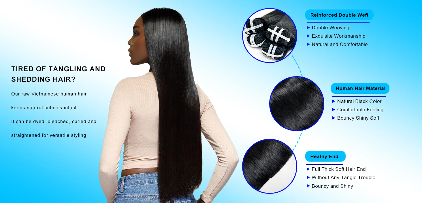 2 3 4 Pcs Vietnamese Bone Straight Bundles Human Hair 28 30 Inch Real Remy Weave Silky Raw Hair Natural Black 100% Unprocessed Premium Double Weft Thick Full Ends Human Hair Bundles Extensions For Women