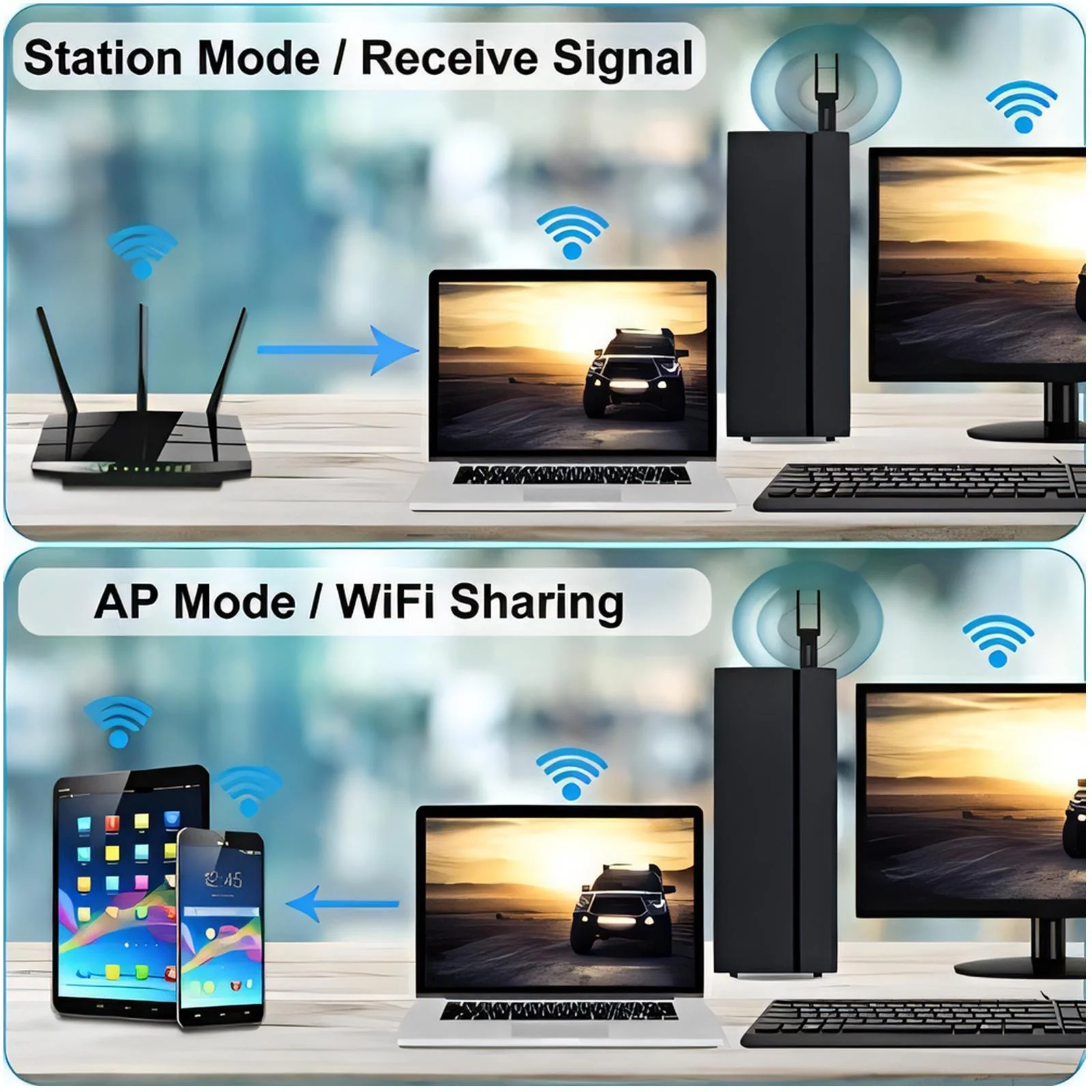 1300Mbps USB WiFi Adapter Dual Band 5GHz 2.4GHz Wireless Network Card Double High Gain Antenna USB3.0 WiFi Dongle Internet Receiver for PC Laptop Desktop Support Windows 11 10 8 7 Vista XP view 6