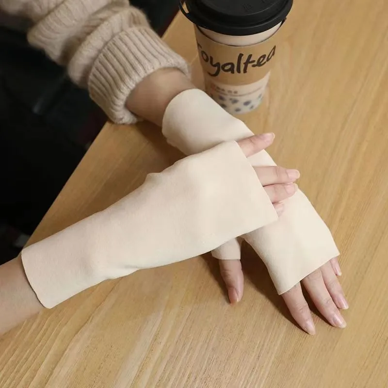 

Women's Half Finger Gloves, Winter Knitted Touchscreen Gloves for Driving Typing, Warm Fingerless Mittens for Outdoor Work