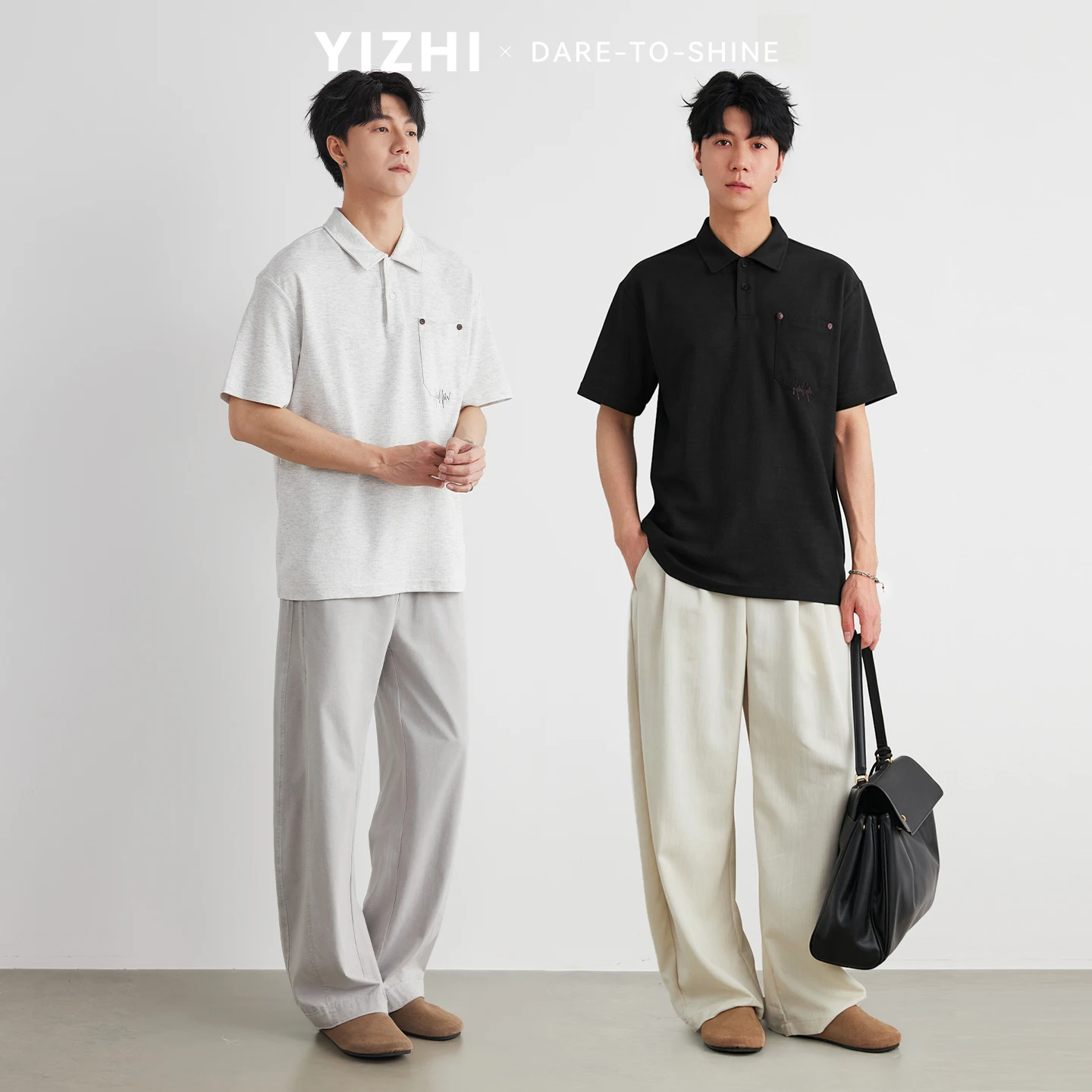 Men's Pocket Button Decor Polo Shirt 2026 Summer Crew Neck Simple Drop Shoulder Commute Versatile Knit Tee