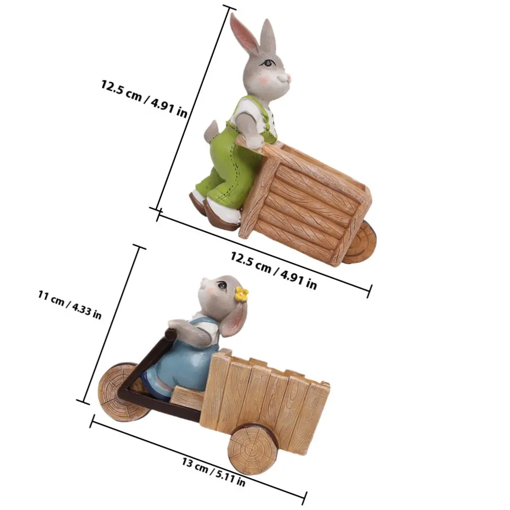 Cartoon Rabbit Resin Flower Pot Set – 2pcs Small Succulent & Bonsai Planter for Indoor Desktop Home Office Decor