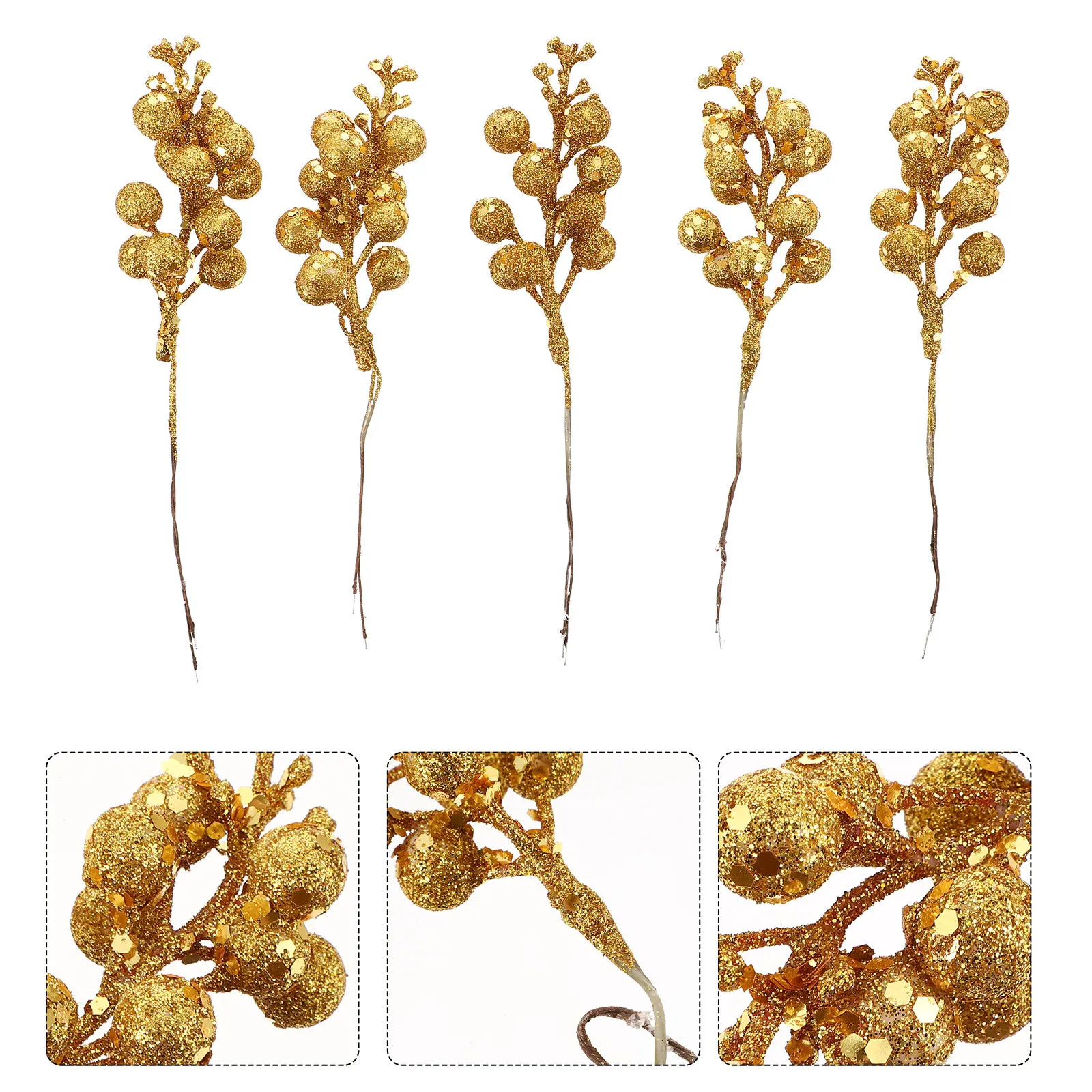 

5Pcs Simulation Fruit Branches Christmas Decor Premium Xmas Ornament for Tree Wreath Centerpiece Home Party Event Decoration