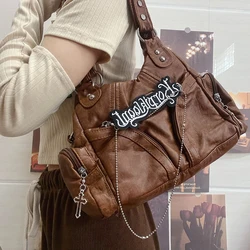 HAEX Harajuku Soft Shoulder Bags Female Vintage Y2k Gothic Multi Pockets Women's Bag 2022 Trend Large Capacity Bolso Mujer