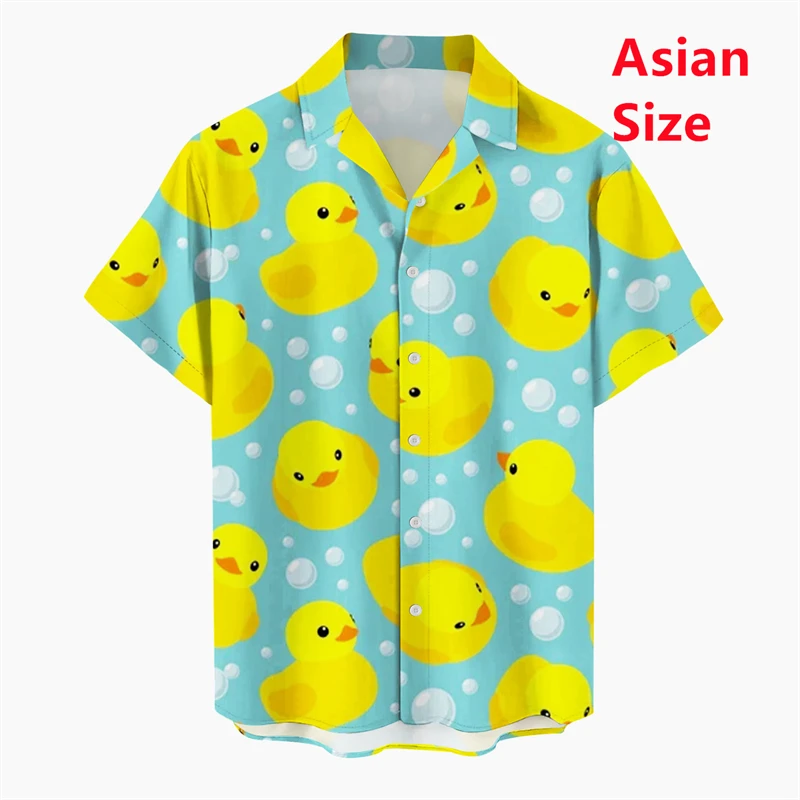 Duck Shirt 3DPrinted Men's Fashion Hawaiian Casual Beach T Short Sleeve Single Button Blouse Male Men Women Clothes Designer Man