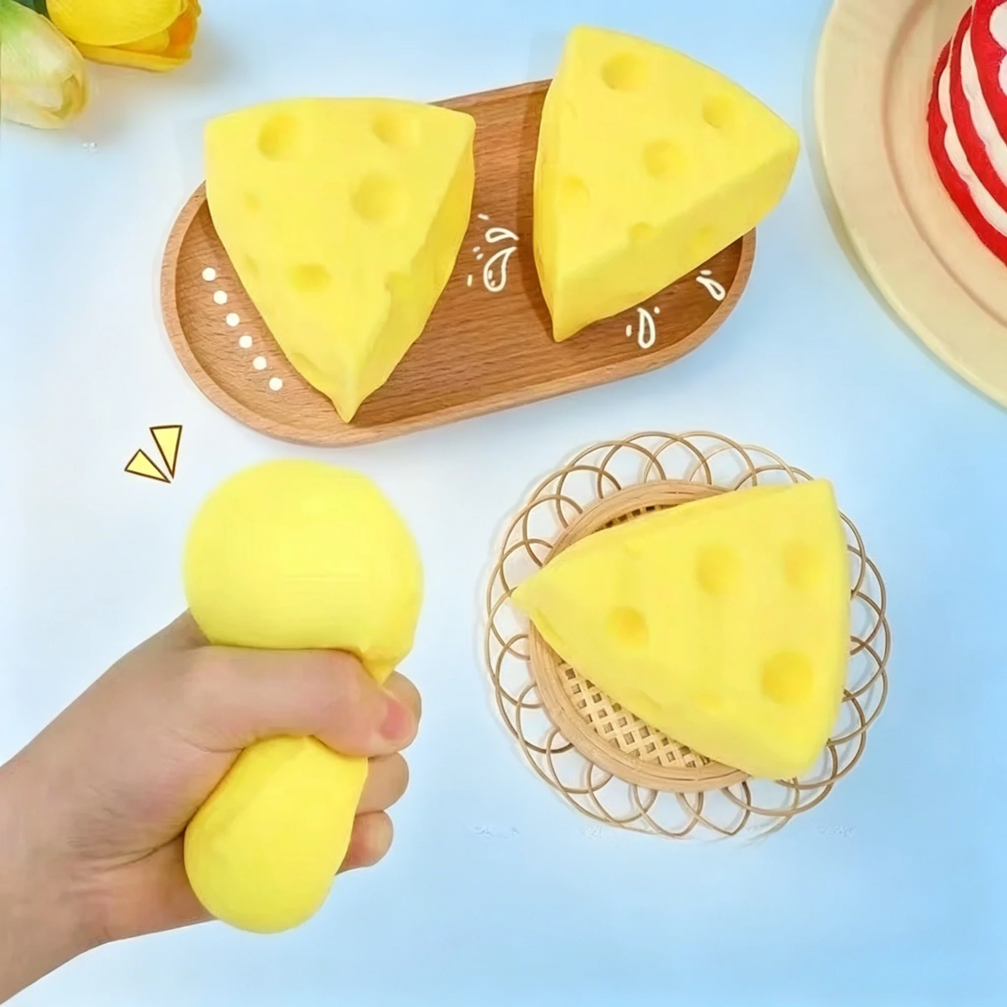 Lovely Cheese Squishy Squeeze Fidget Toy Novelty Soft Slow Rebound Stress Emotion Relief Sensory Toy for Festival Party Favors