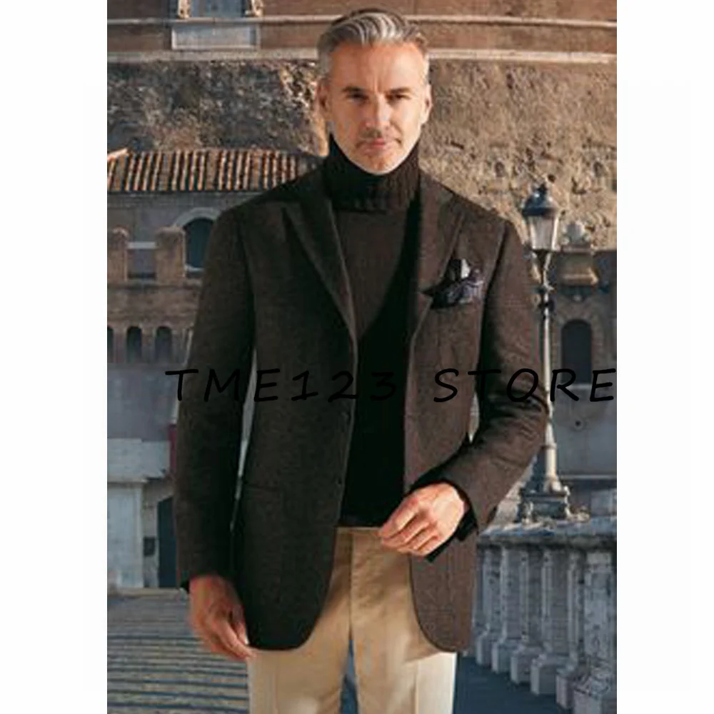 

Men's Clothing 2024 New Men's Herringbone Jacket Commuting Party Jacket Single Breasted V Neck Casual Male Coat Outwear Y2k Man