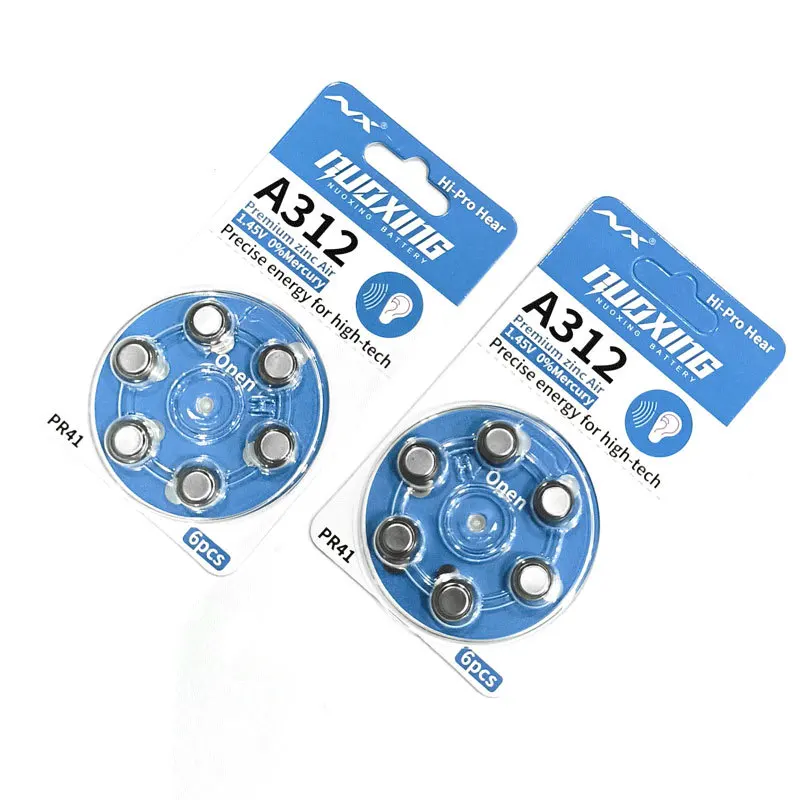 Baterías para audífonos 12 uds/2 tarjetas 1,45 V 312 312A A312 PR41 batería de aire de Zinc para audífonos BTE CIC RIC OE