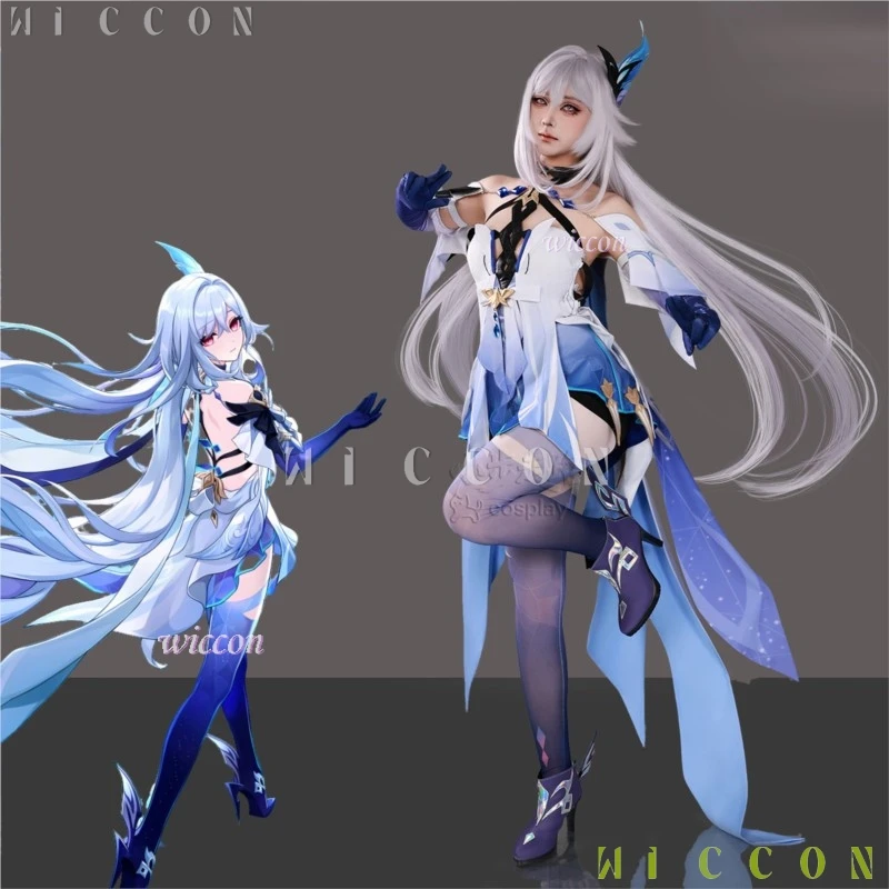

Skirk Cosplay Genshin Impact Costume Purple Dress Lolita Suit Sexy Girl Women Purple Blue Wig Halloween Game Event Uniforms New