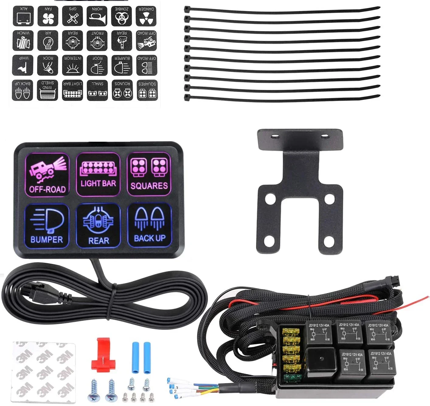 Universal 12V ON OFF Circuit Control Box Racing Marine Switch Pod  Light Touch Switch Box 6 Gang Switch Panel for Truck ATV Car