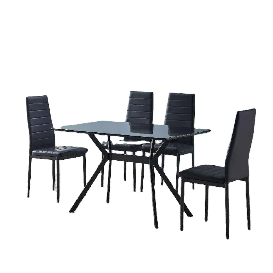 

Modern Design Cheap Dining Room Furniture Top Black Dining Table 4 Seats Dining Room Table Set