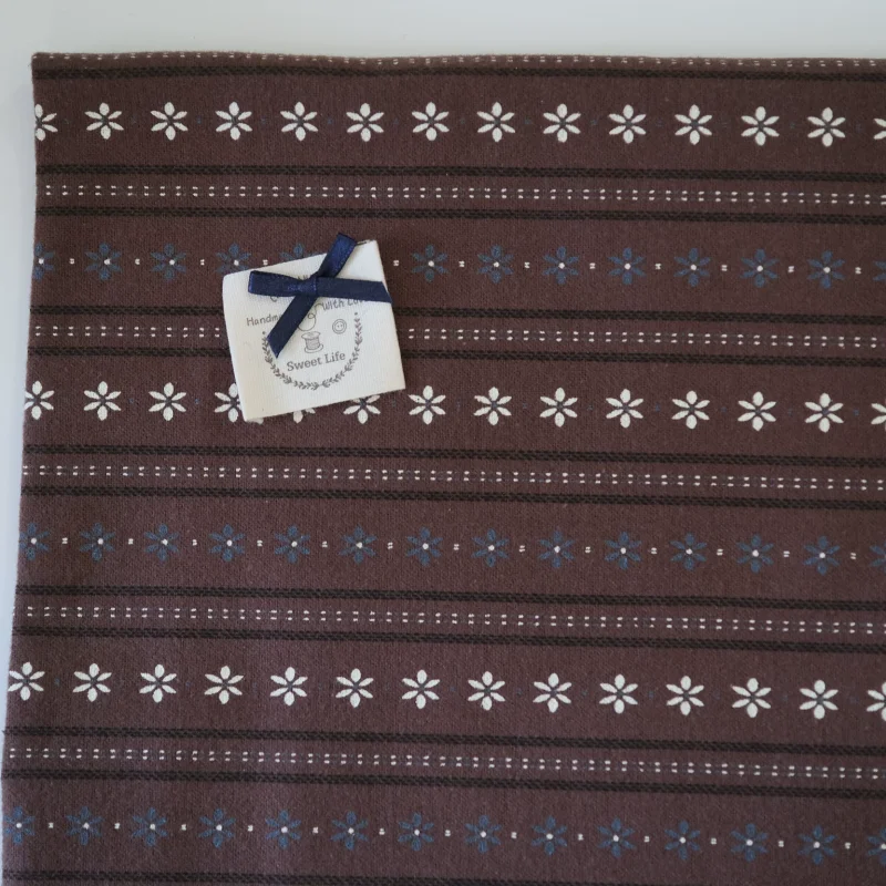 Bohemian Coffee Brown Brushed Cotton Fabric Handmade DIY Sewing Material