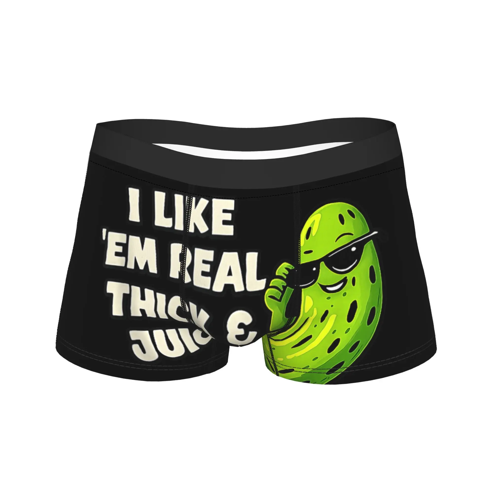 

I Like Em Real Thick & Juicy Funny Pickle Sunglasses Boxer Brief Underwear Quality Men Comfortable Boxer Shorts Printing Panties