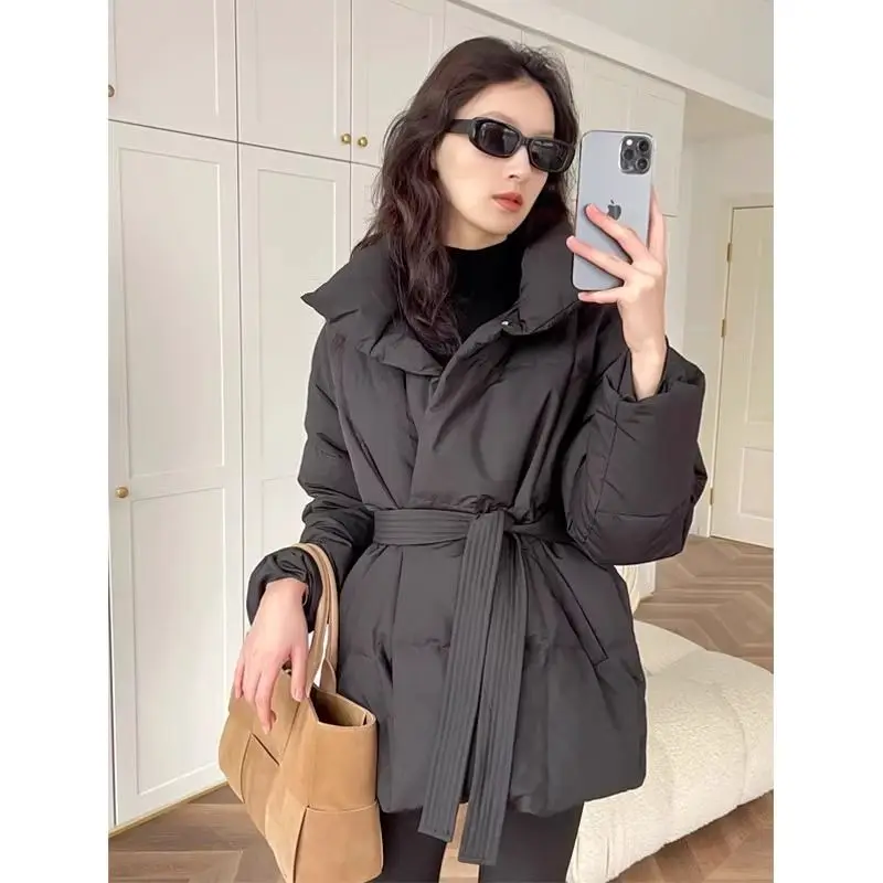 Autumn Winter Warm Cotton Jacket Women 2024 New Fashion Loose Casual Cotton Coat Stand-Up Collar Pure Colour Outerwear Female