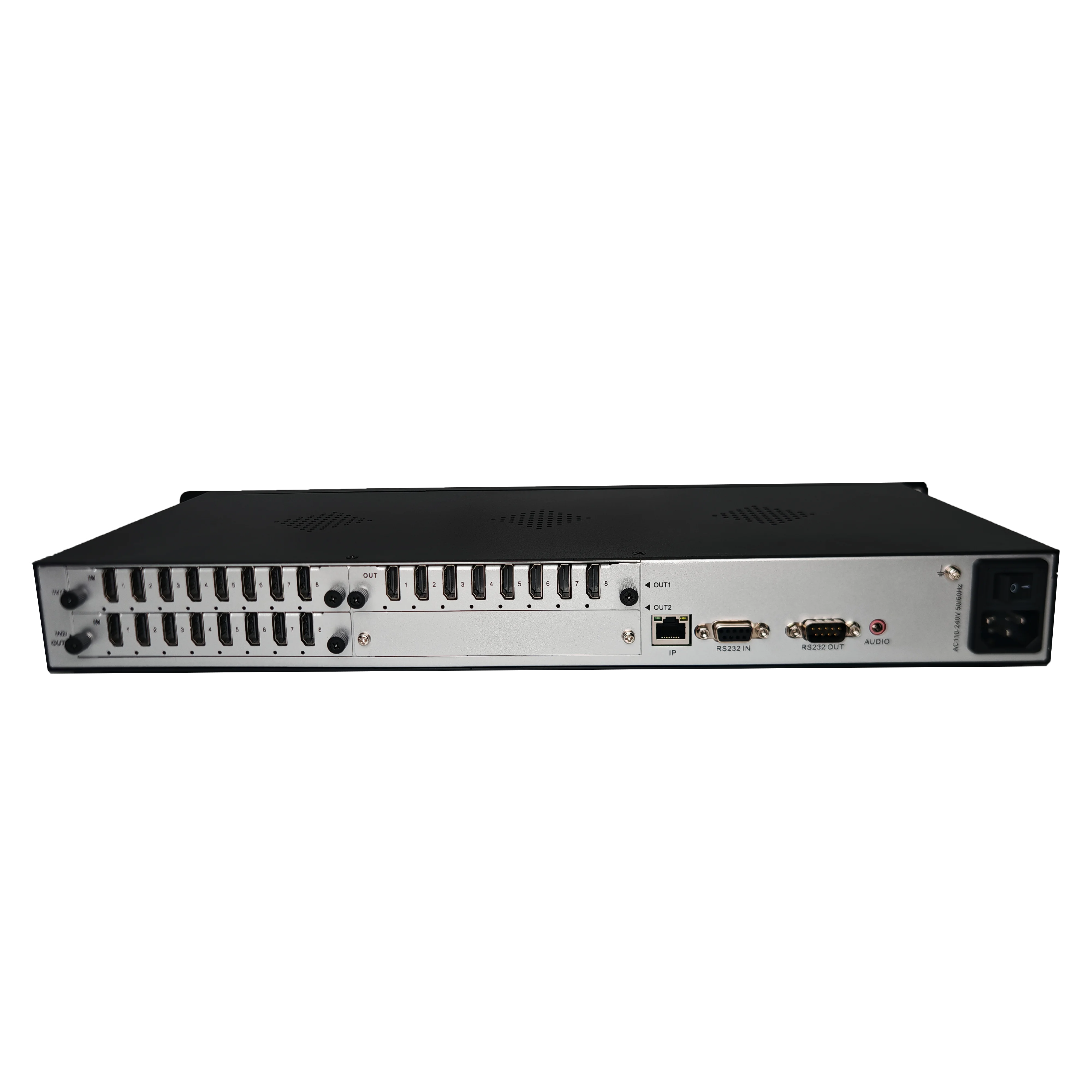 Procesador de Audio y Video Profesional LERGB de 16x8 Canales, Mezclador de Audio 4K, Controlador de Video Wall Independiente de 3.5mm, Metálico