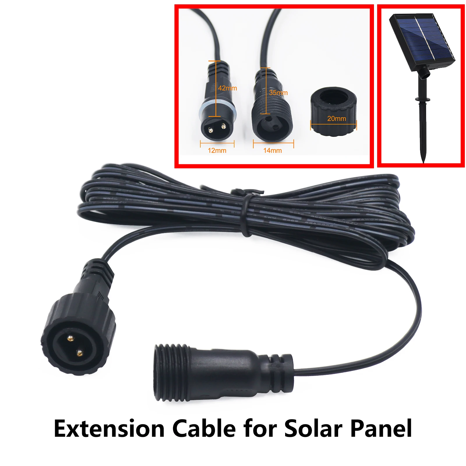 3M Extension Cable for Solar Panel 1/2/5/10pcs Waterproof Cable 2 Pin Male to Female Connector Floodlight Universal 3M Cable