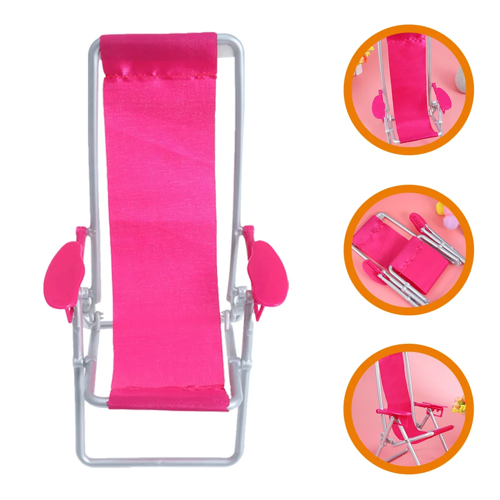 3 Pcs Foldable Chairs Mini Leisure Tiny Furniture Compact Beach Fairy Dollhouse Rosy