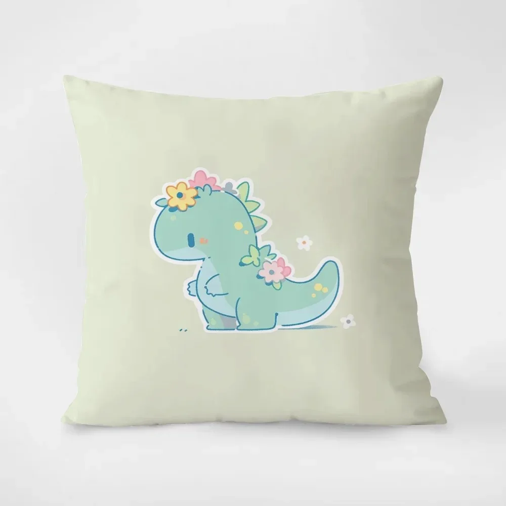 Little Dinosaur Print Cartoon Pillowcase Interior Decoration Office Living Room Home Pillowcase