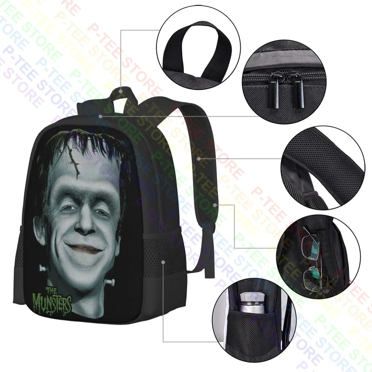 The Munsters Monster Sitcom Serie TV Herman'S HeadBack Borsa sportiva per la scuola di grande capacità