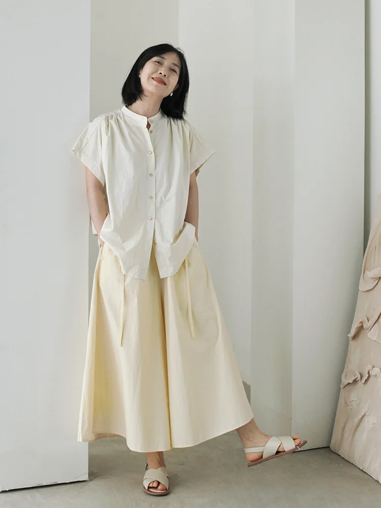 

Artistic Design ort Sve irt Women's Summer Slimming Versatile Cotton Blend Commute Sle F637 Skirt Pants Set