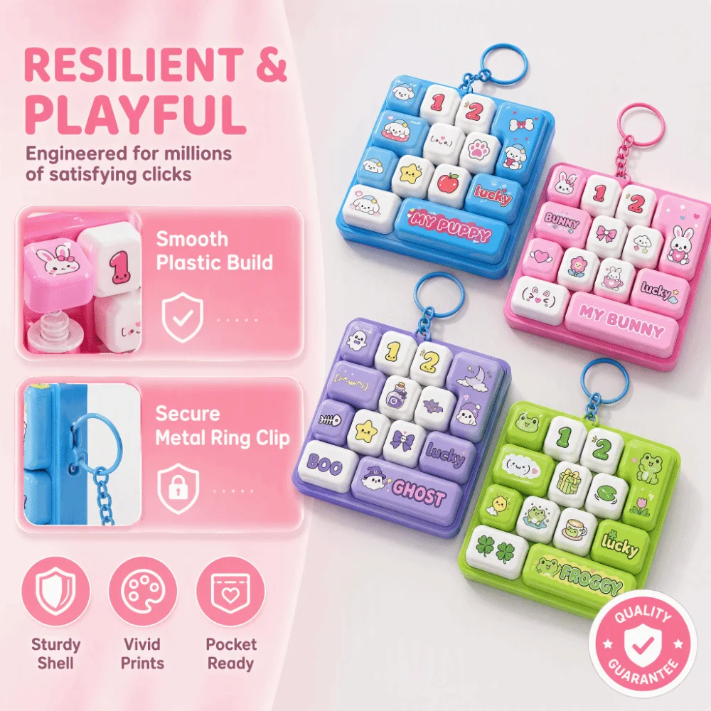 Plastic Clear Keyboard Keychain Mechanical Sounds Animal Patterns Mechanical Keyboard Keychain Clickable Keys Keycap Keychain