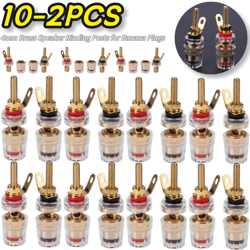 2-10PCS Speaker Terminal Binding Post 4mm Banana Plugs Socket Brass Speaker Amplifier Binding Posts Terminals Loudspeakers