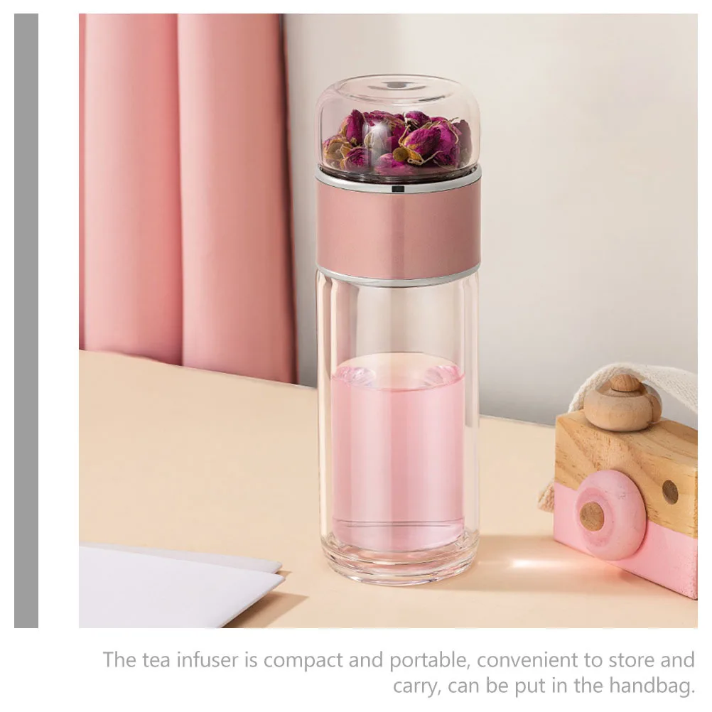 

Glass Tea Infuser Bottle Leak-Proof 250ml Water Separation Tea Cup Portable Loose Leaf Brewer for Travel Office