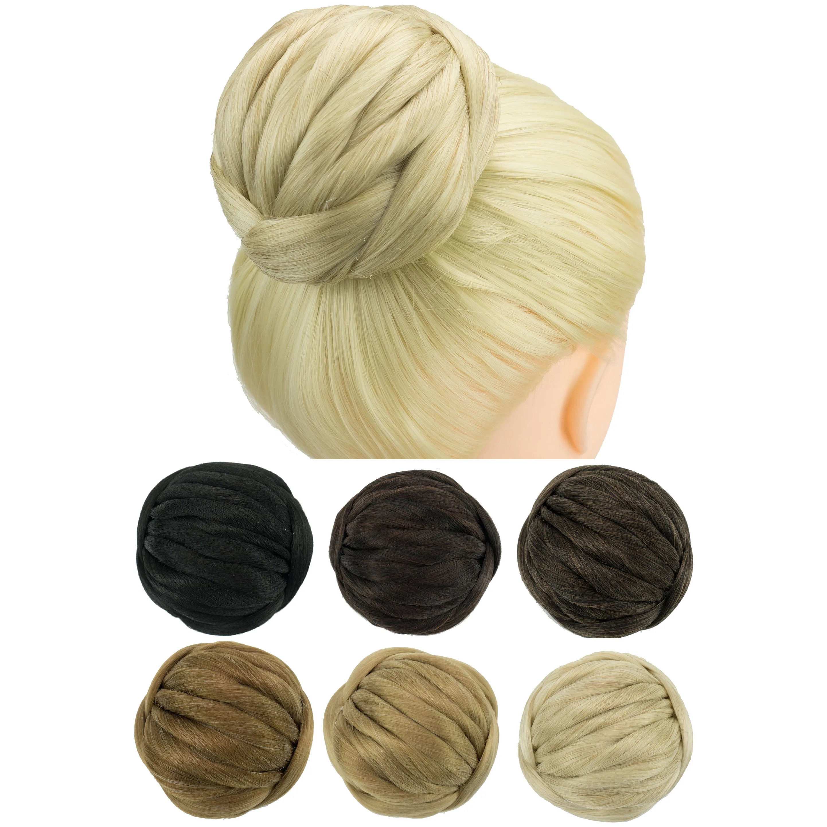 Soowee Synthetic Hair Braided Chignon Dancer Hair Cover Donut Hairpieces Scrunchies Hair Buns Updo for Wedding Party