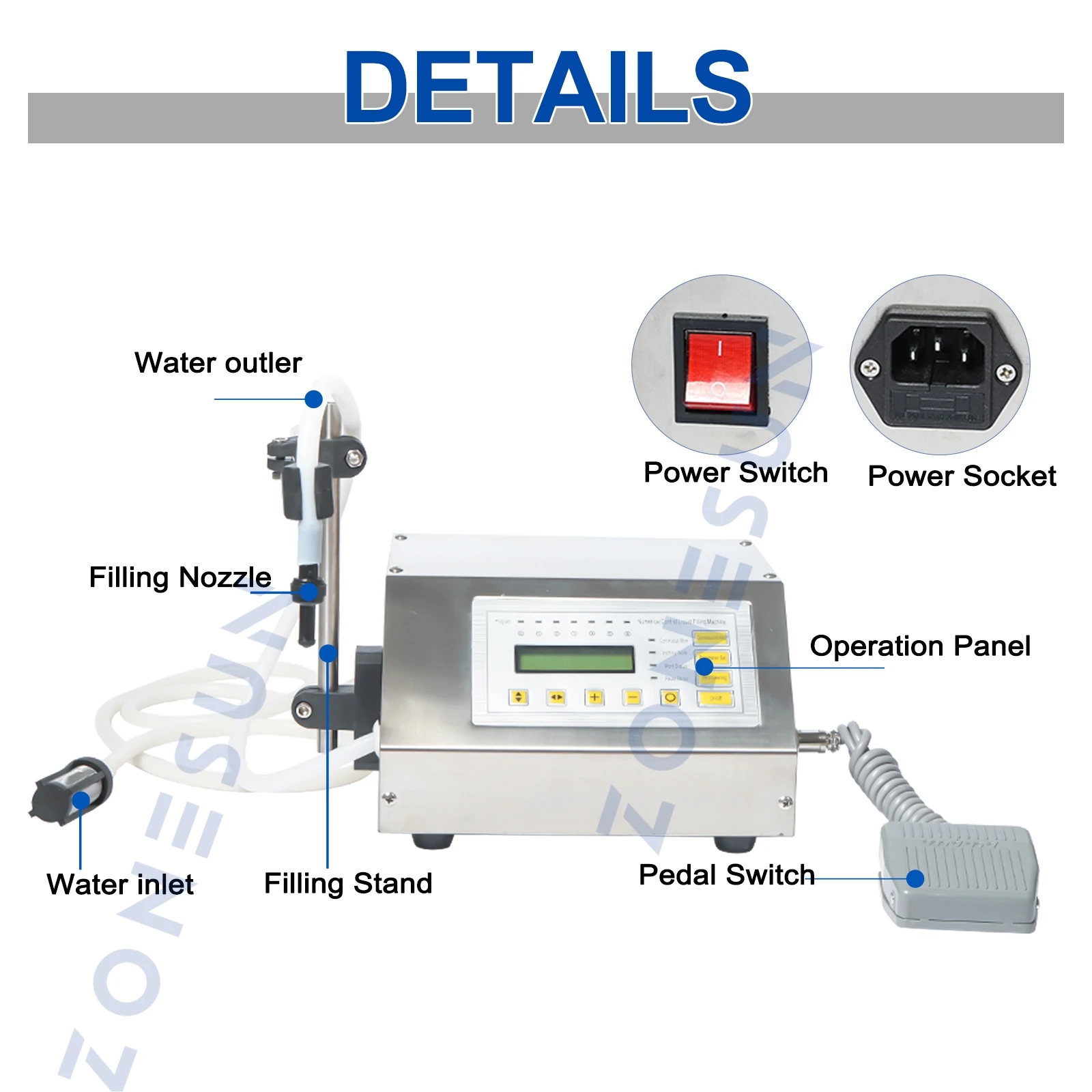 ZONESUN GFK-160 Diaphragm Pump Water Oil Liquid Filling Machine