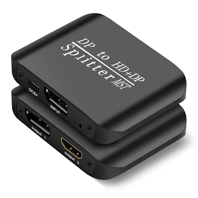 DP to DP+ -Compatible Splitter 1 in 2 Out DisplayPort to DisplayPort Adapter MST Computer MST Hub-A13G