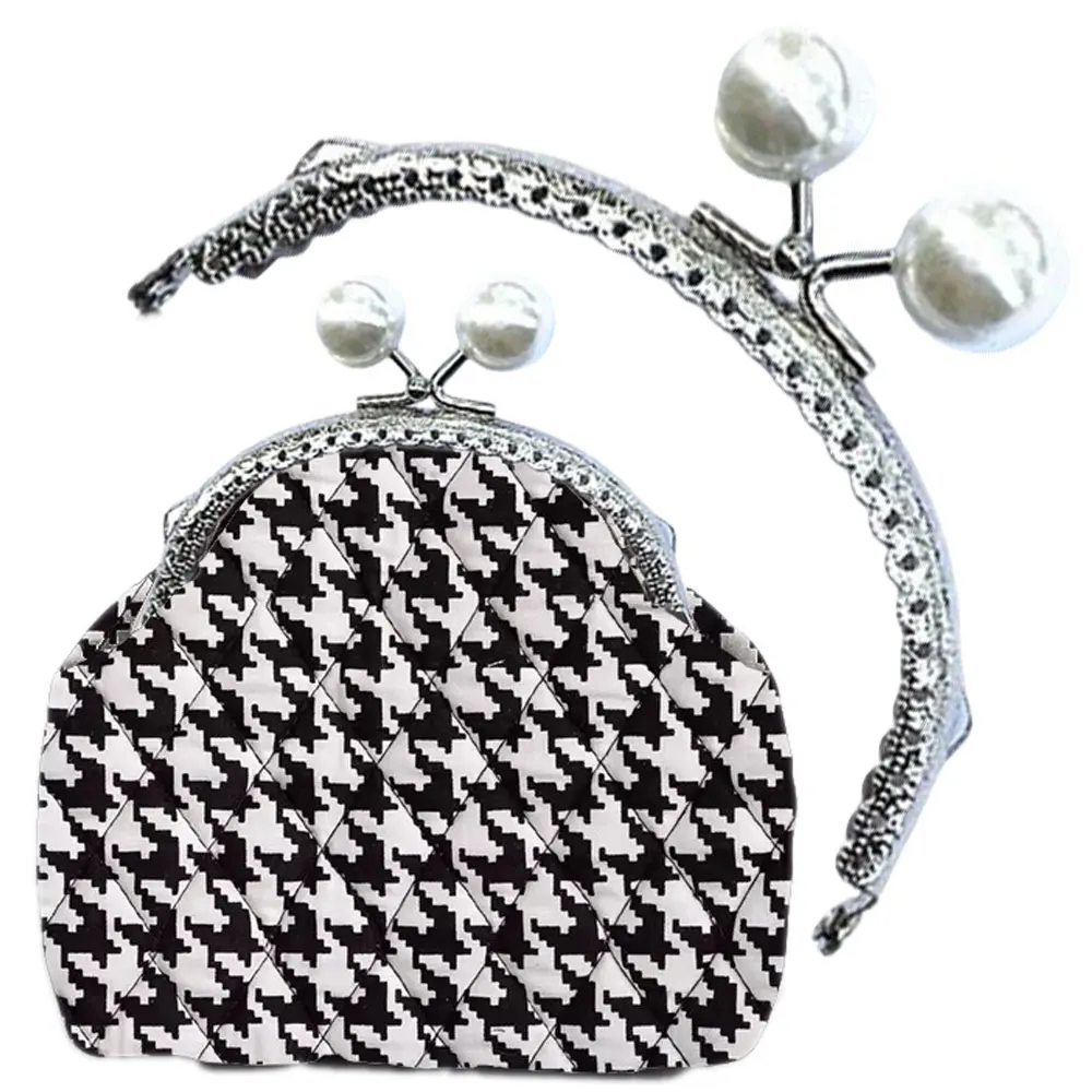 

10PCS 10.5cm Candy Color Beads Silver Metal Purse Frame Handle for Clutch Bag Handbag Accessories Making Kiss Clasp Lock