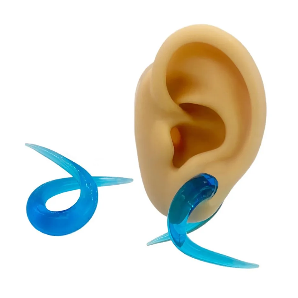 1 Paar speziell geformter, gedrehter, mehrfarbiger Glas-Ohrpiercing-Expander, Körperpiercing-Schmuck, 6–10 mm – Detail 5