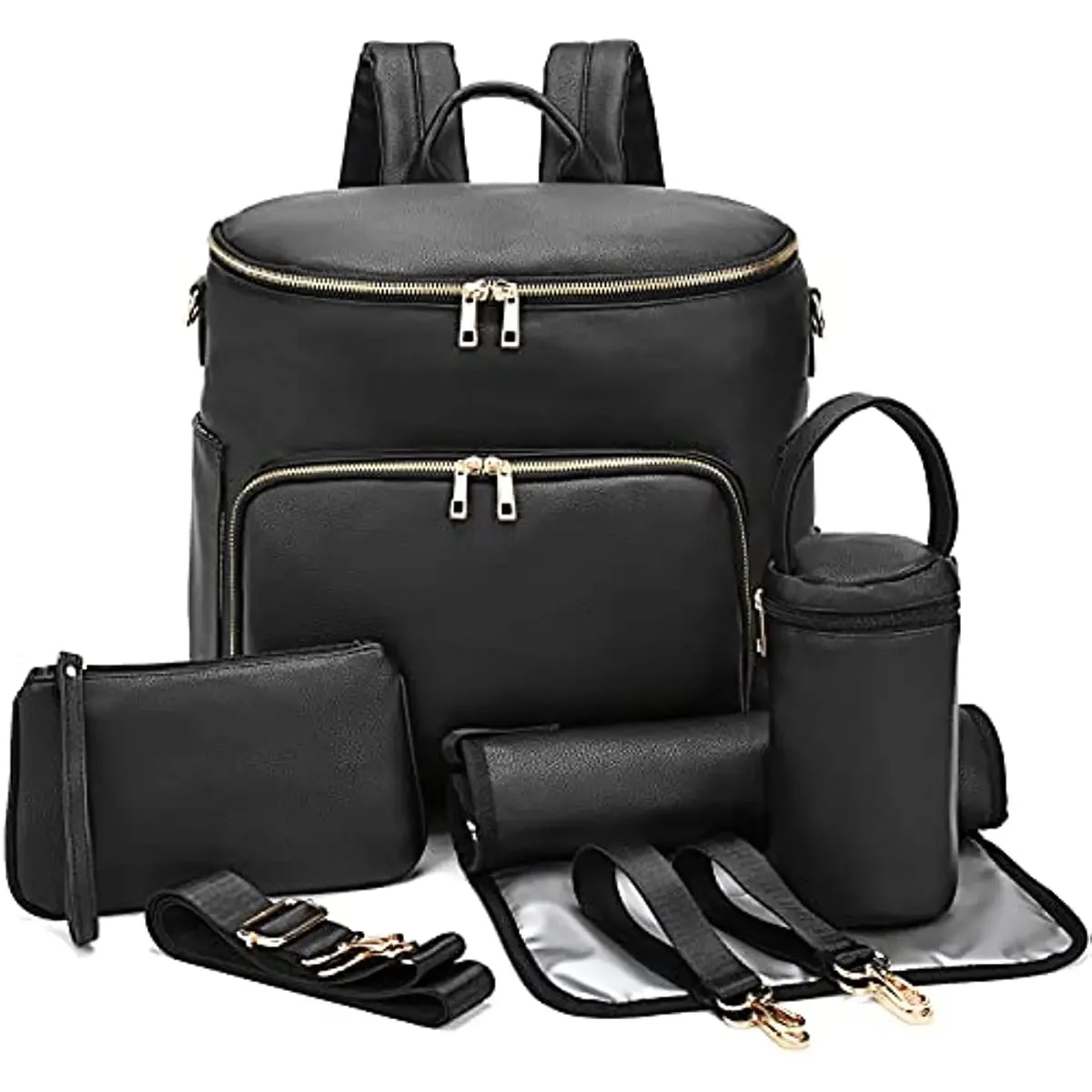 

Large Capacity Diaper Bag Leather Backpack, Multifunction Travel Stroller Organizer for Mom Dad, Diaper Bag Dupe