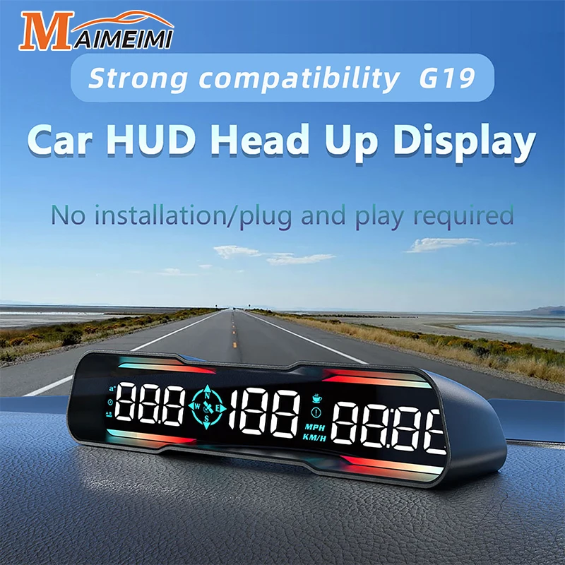 Car HUD Head Up Display Intelligent LCD Digital Instrument G19 GPS For HUD Car LED Head-Up Display GPS + Beidou car Accessories