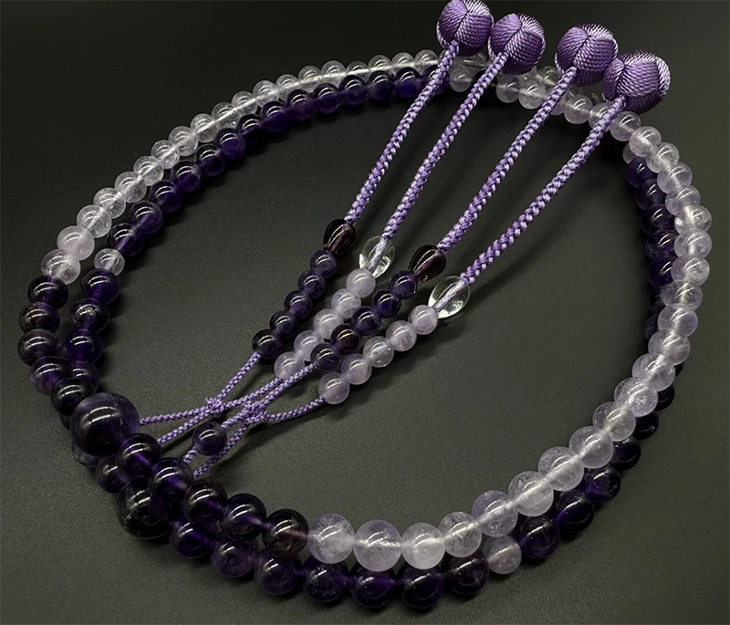 Amythest Japanese Shingon Buddhism Prayer Beads Crystal Japanese Tantrism Chanting 108 Beads Mala Rosary Beads