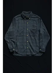 Second Order Men's Plaid Button Down Casual Shirt Retro Ivy Style Woolen Check Shirt