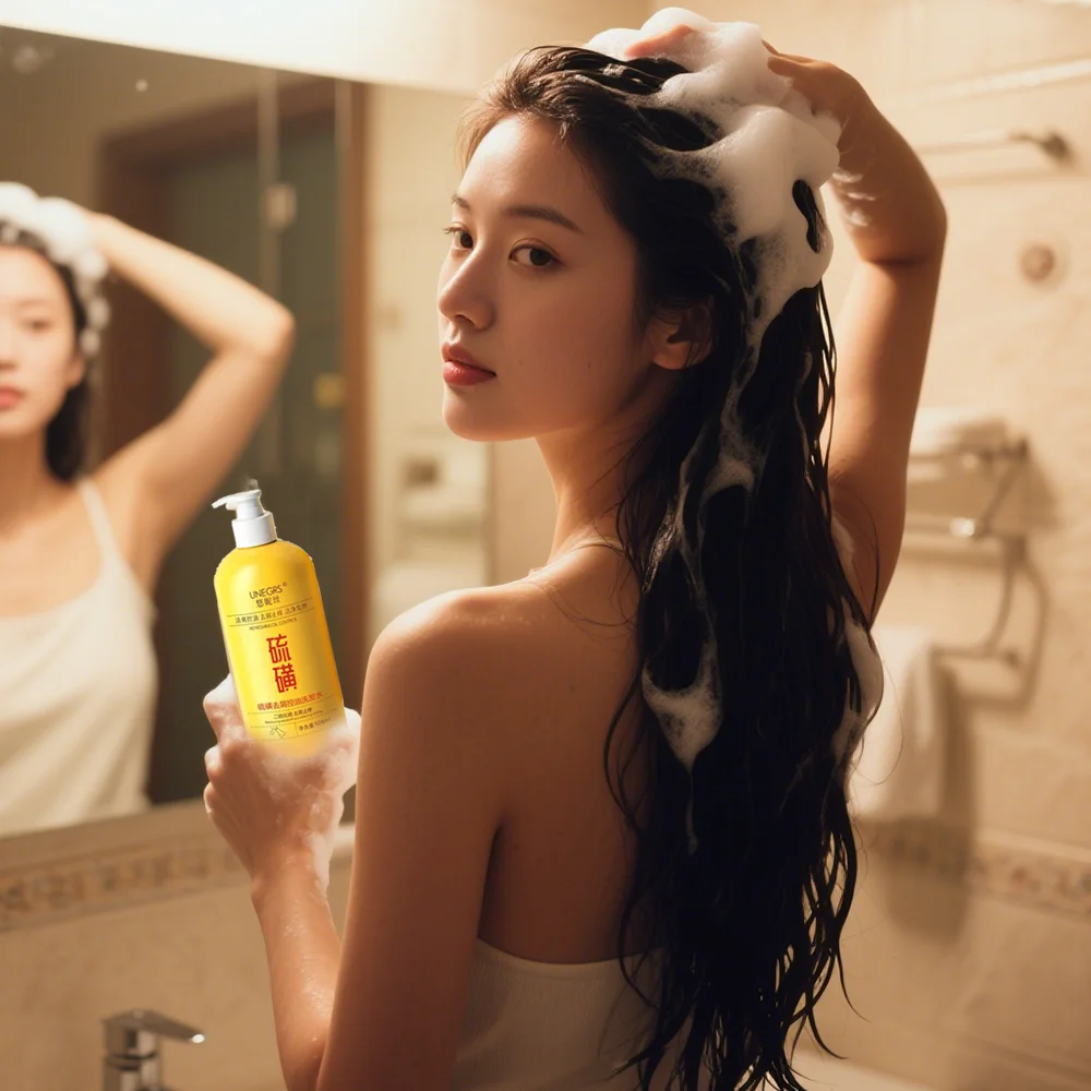 Sulfur oil control facial cleanser, dandruff and oil control shampoo, sulfur cleansing shower gel relieve itching smooth fluffy