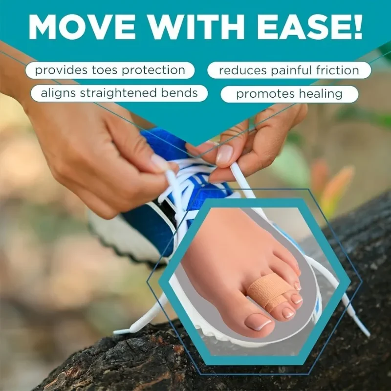 Reusable Hammer Toe Straightener, Toe Splints Cushions Bandages, For Correcting Crooked & Overlapping Toes Protector