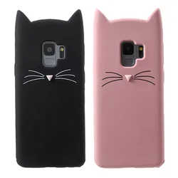 3D Bearded Cat Phone Case For Samsung Galaxy S7edge J4+ J4plus 2018 Cute Cartoon Cat Ears Soft Silicone TPU Back Cover Coque